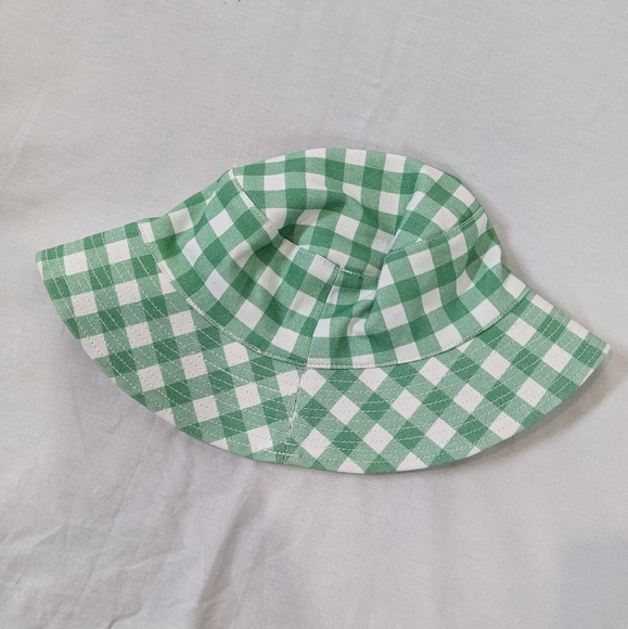NWT Loft Green Gingham Cotton Bucket Hat - Picture 2 of 7